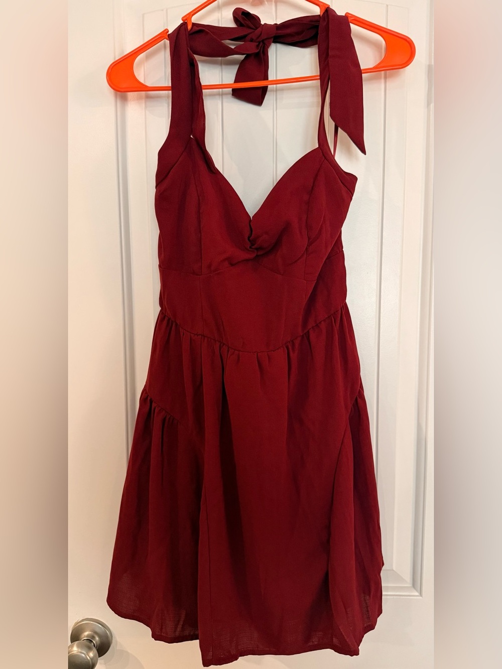 Row A Burgundy Halter Tiered Mini Dress Size Medium
